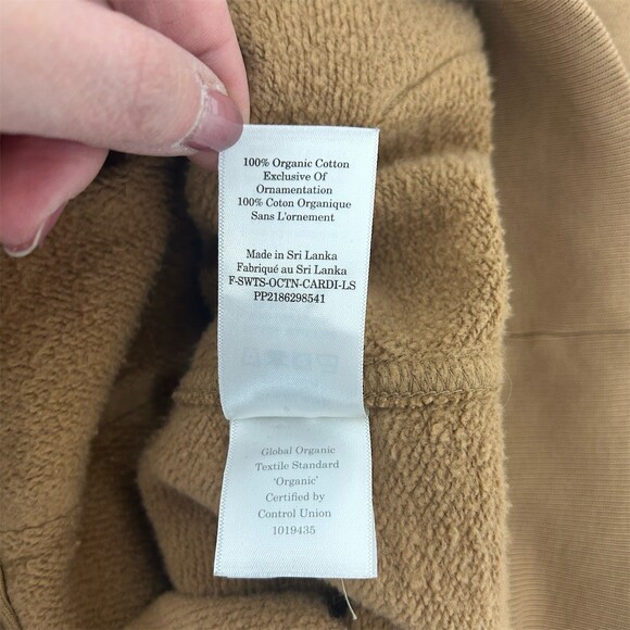 Everlane Varsity Cardigan Tawny Brown Camel Ochre Organic Cotton, Medium - Picture 6 of 6